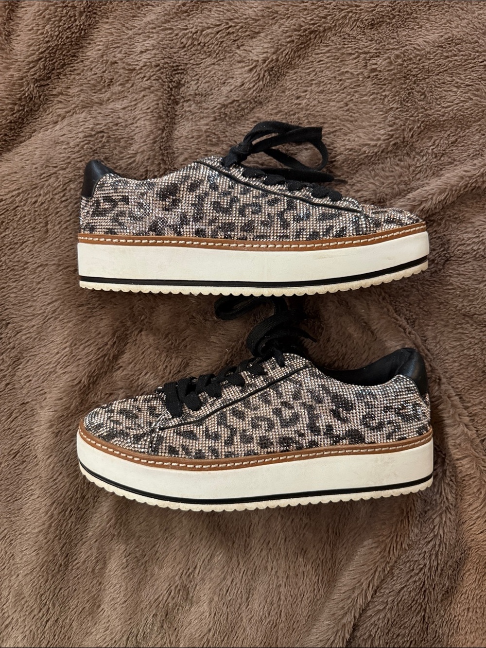 Chelsea & Violet Leopard-Pattern Rhinestone Platform Sneakers - Picture 5 of 7